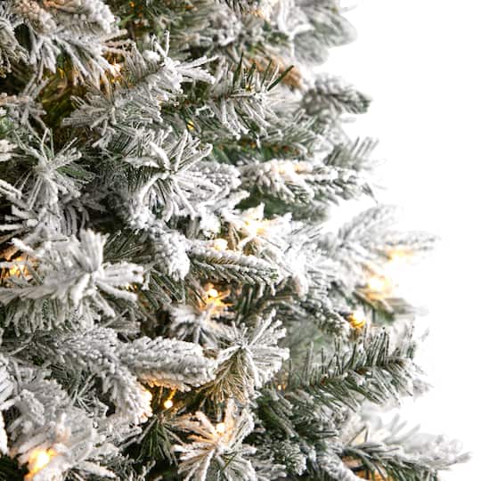 9ft. Pre-Lit Flocked Vermont Mixed Pine Artificial Christmas Tree, Clear LED Lights